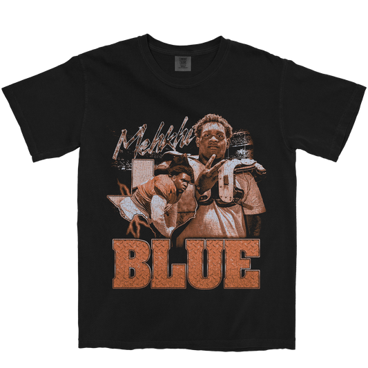 MEHKHI BLUE GRAPHIC BLACK TEE