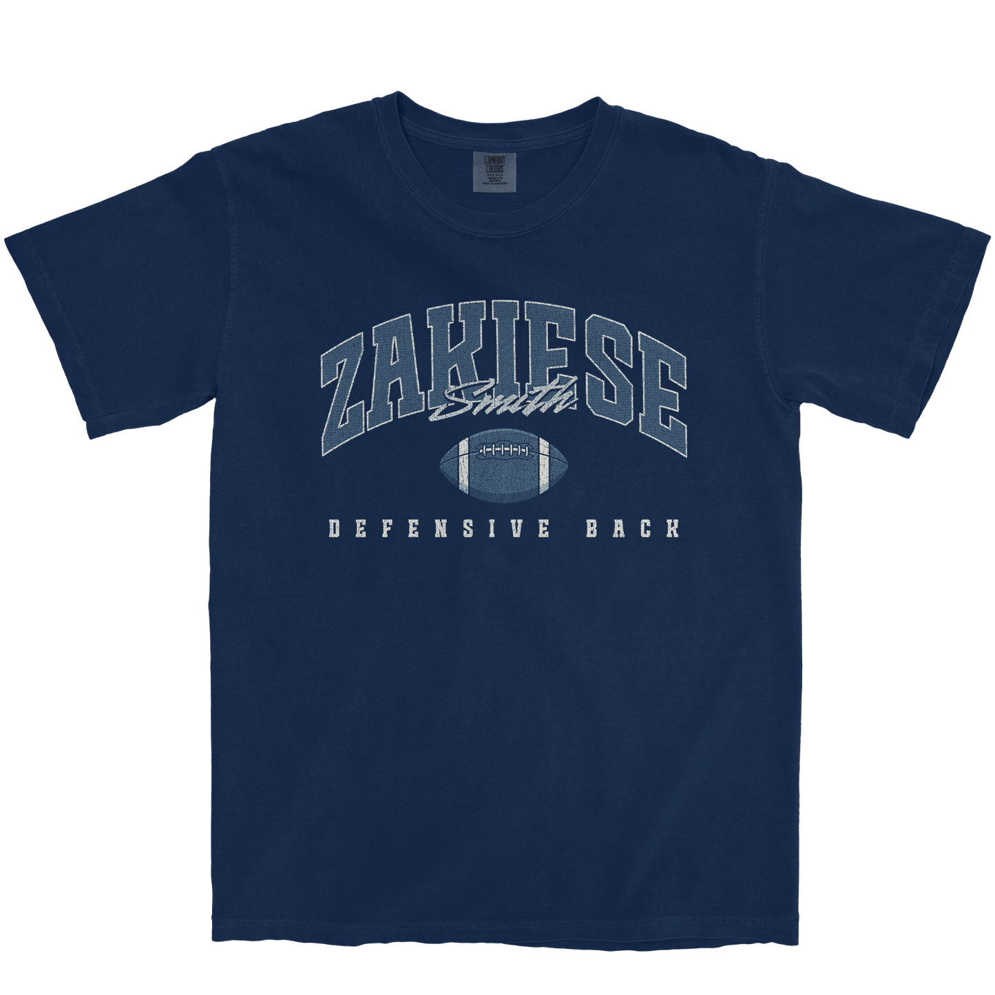 ZAKIESE SMITH FOOTBALL NAVY TEE