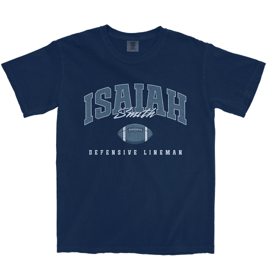 ISAIAH SMITH FOOTBALL NAVY TEE