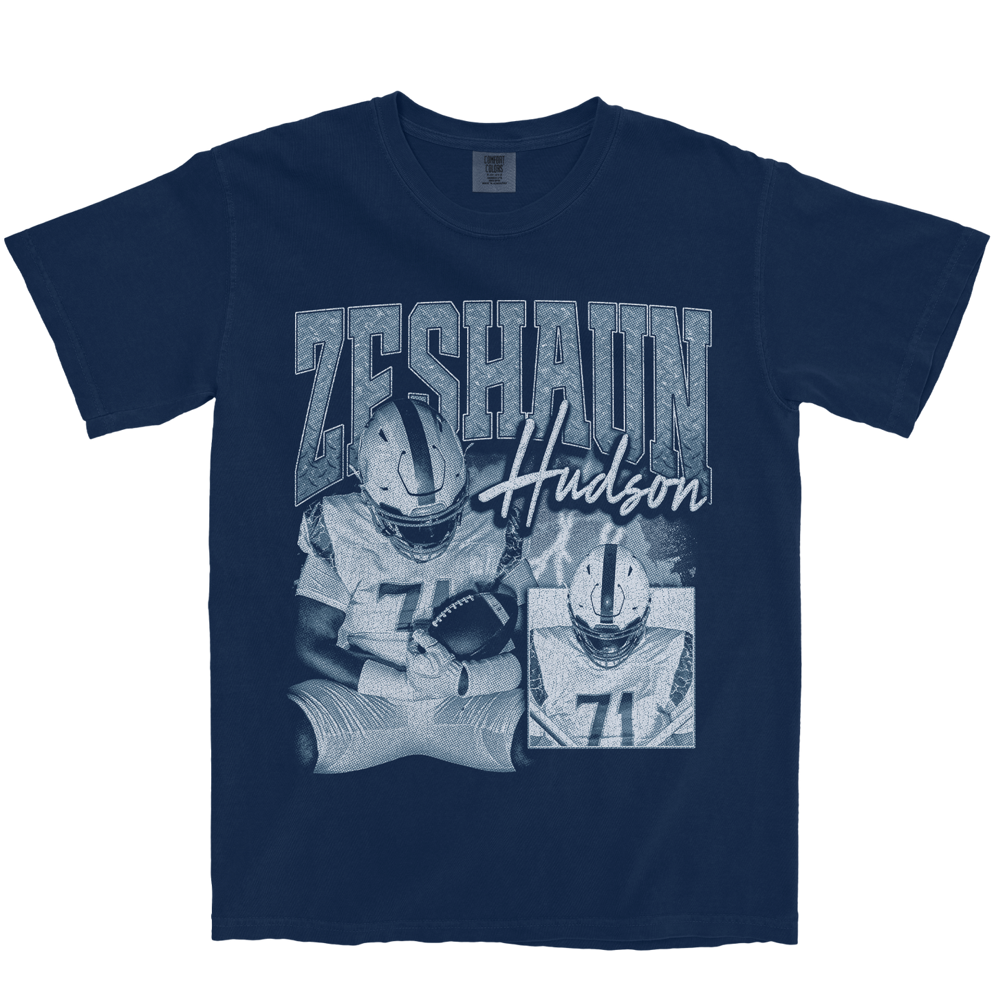 ZESHAUN HUDSON GRAPHIC NAVY TEE