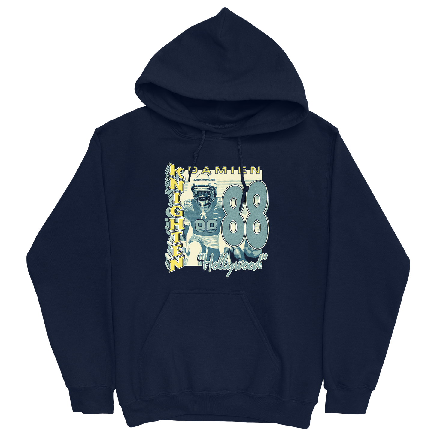 DAMIEN KNIGHTEN RETRO NAVY HOODIE