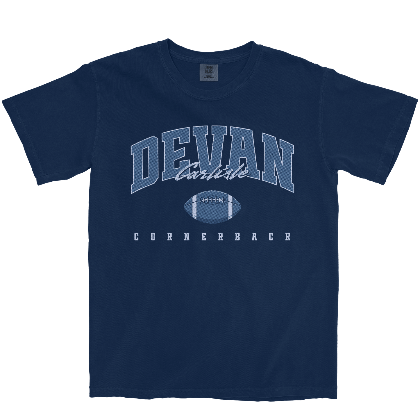 DEVAN CARLISLE FOOTBALL NAVY TEE
