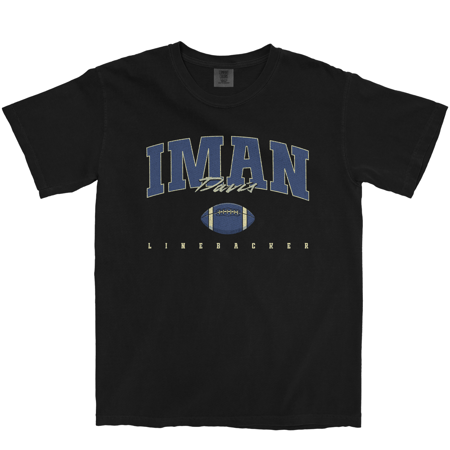 IMAN DAVIS FOOTBALL BLACK TEE