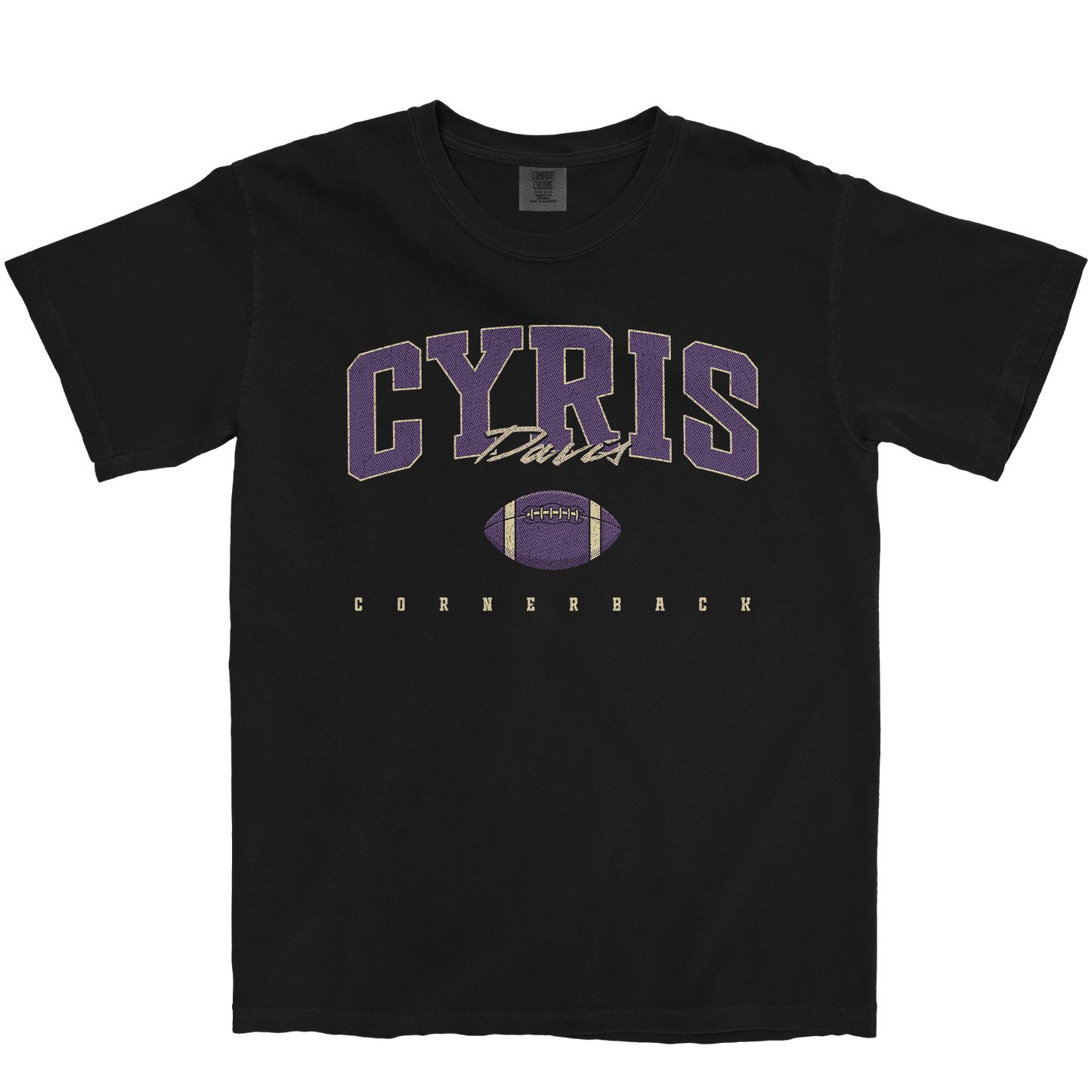 CYRIS DAVIS FOOTBALL BLACK TEE