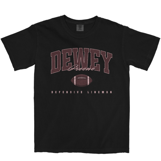 DEWEY GREENE FOOTBALL BLACK TEE