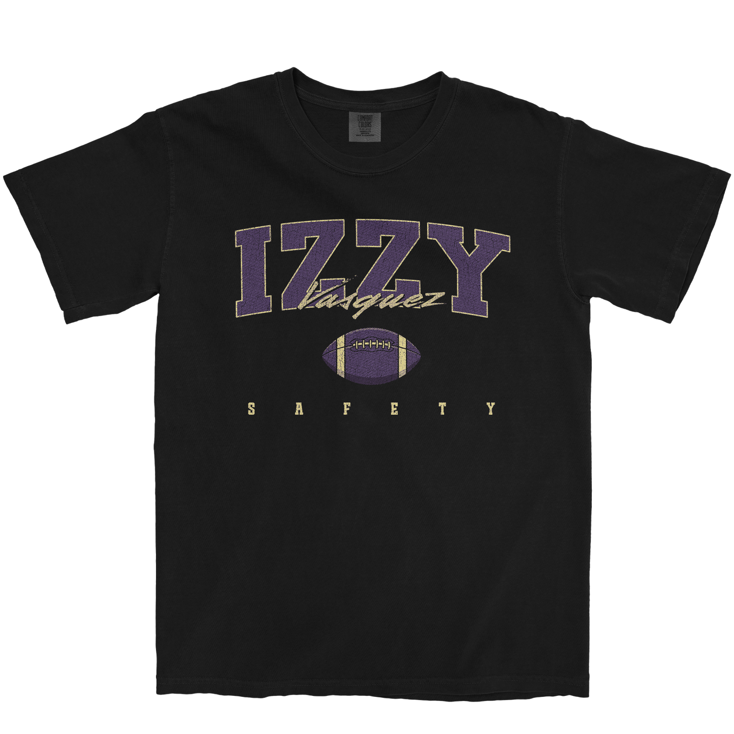 IZZY VASQUEZ FOOTBALL BLACK TEE
