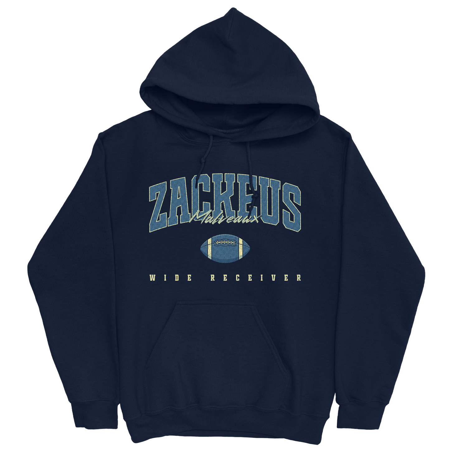 ZACKEUS MALVEAUX FOOTBALL NAVY HOODIE