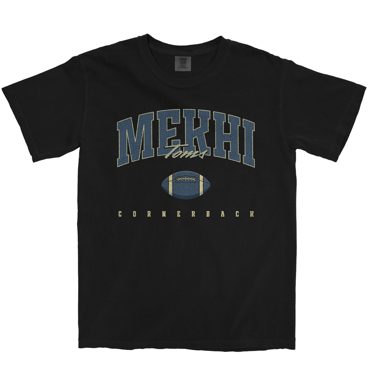 MEKHI TOMS FOOTBALL BLACK TEE
