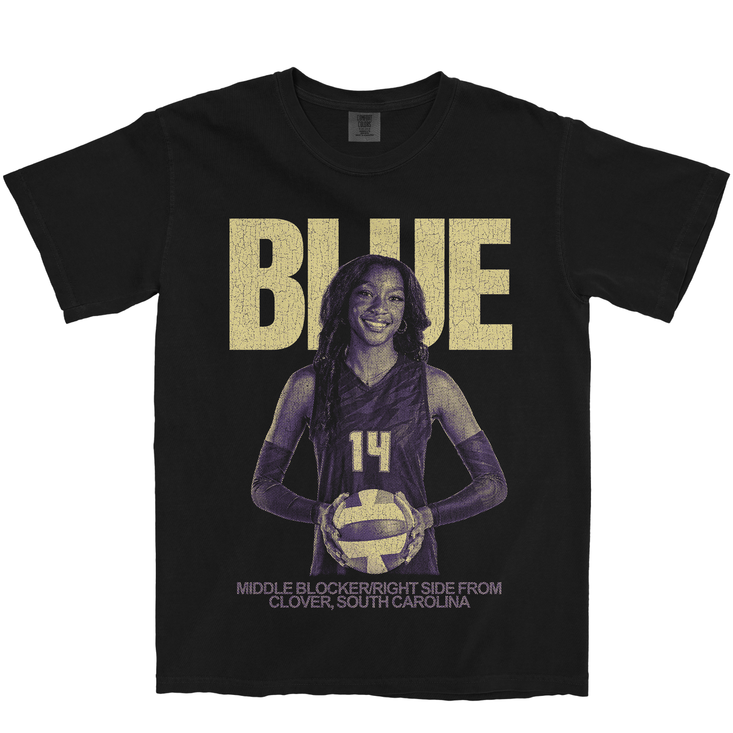 JANELLE BLUE VINTAGE BLACK TEE