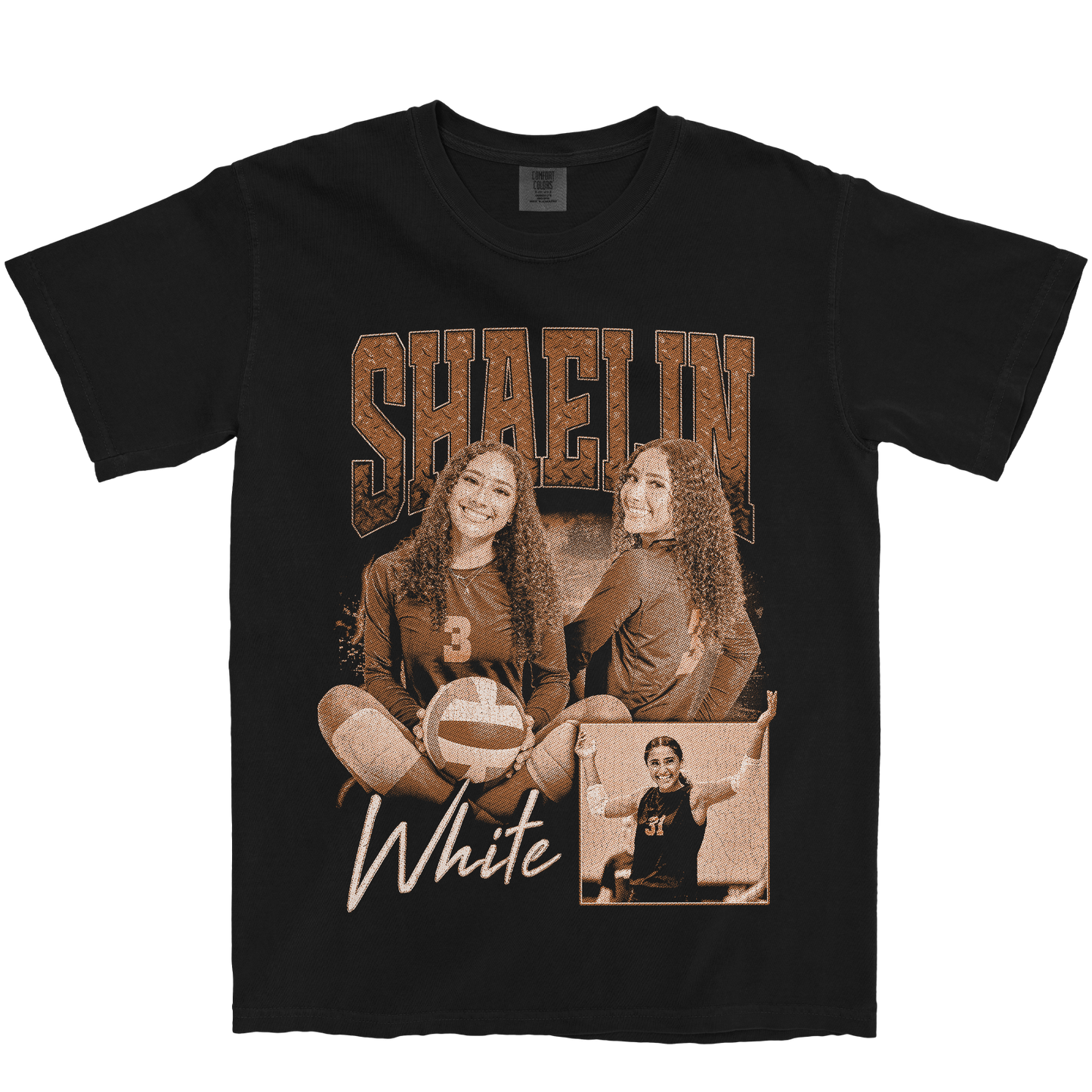 SHAELIN WHITE GRAPHIC BLACK TEE