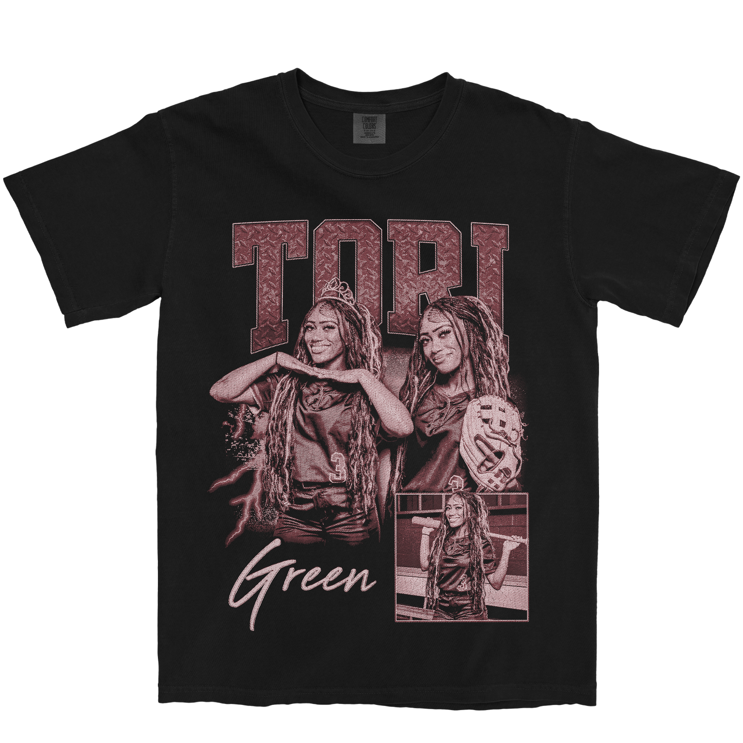 TORI GREEN GRAPHIC BLACK TEE