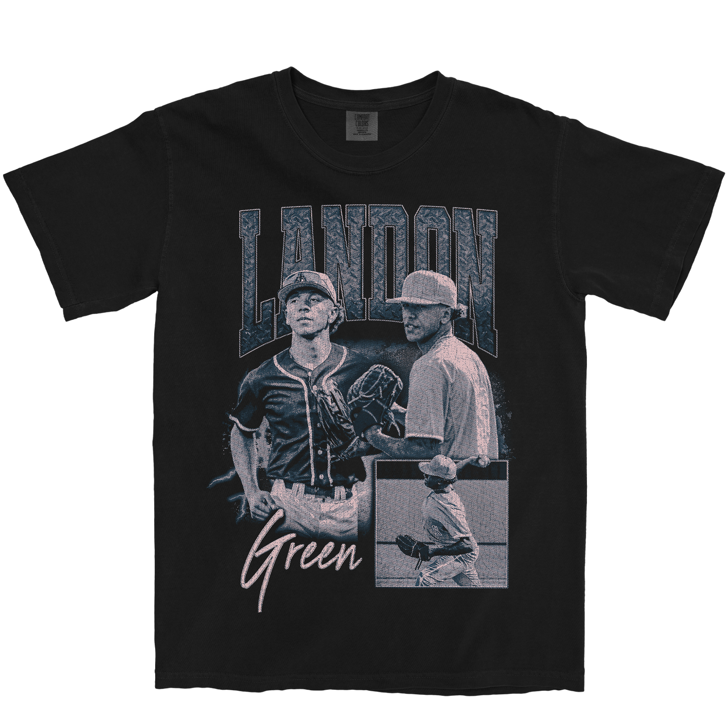 LANDON GREEN GRAPHIC BLACK TEE