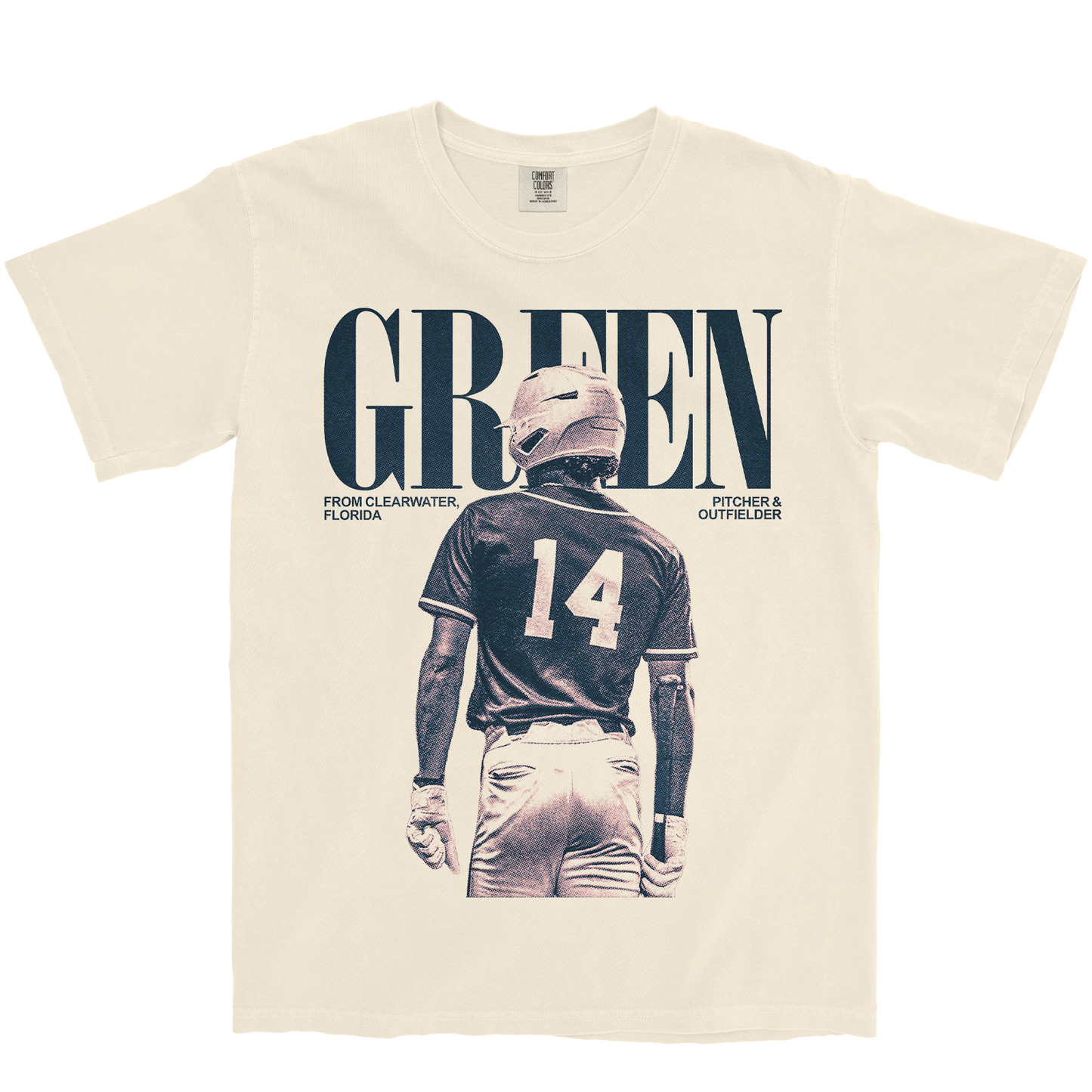 LANDON GREEN VINTAGE IVORY TEE