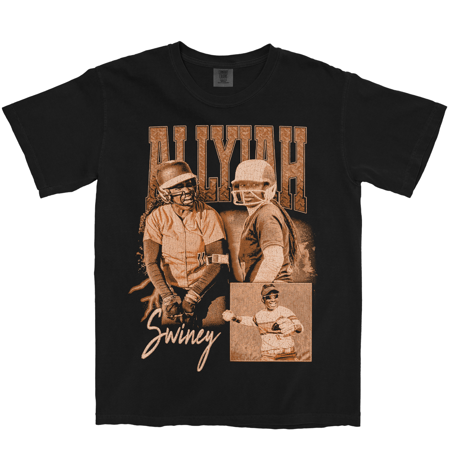 ALLYIAH SWINEY GRAPHIC BLACK TEE