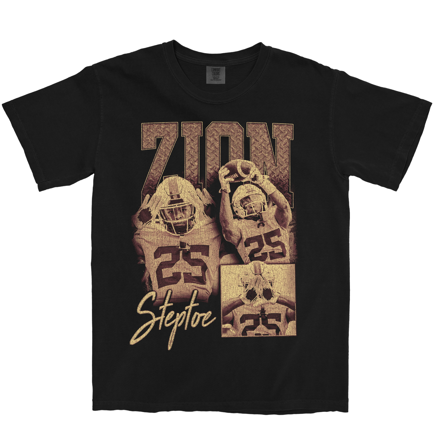 ZION STEPTOE GRAPHIC BLACK TEE