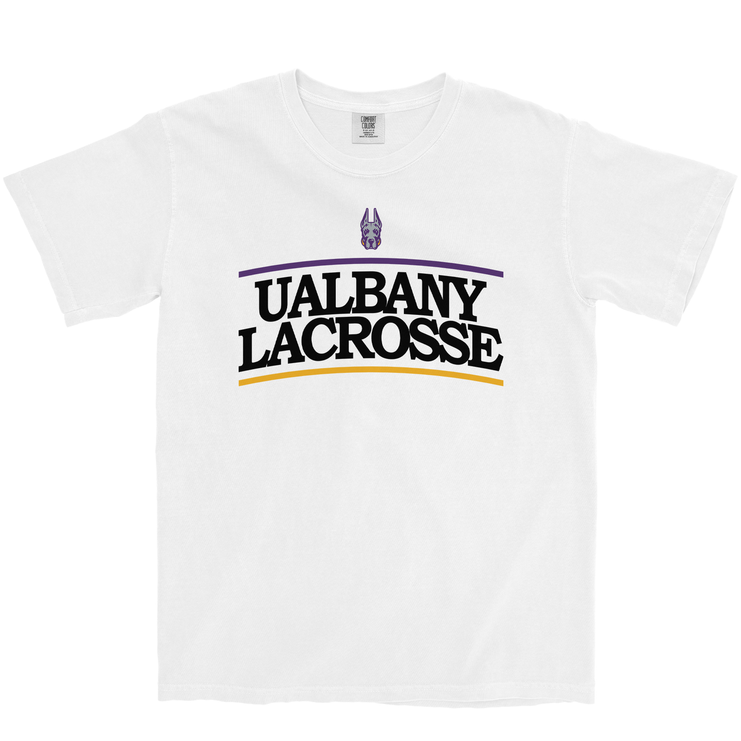 UNIVERSITY AT ALBANY LACROSSE RETRO WHITE T-SHIRT