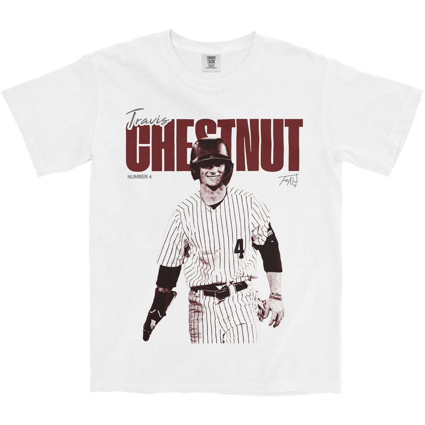 TRAVIS CHESTNUT VINTAGE WHITE TEE