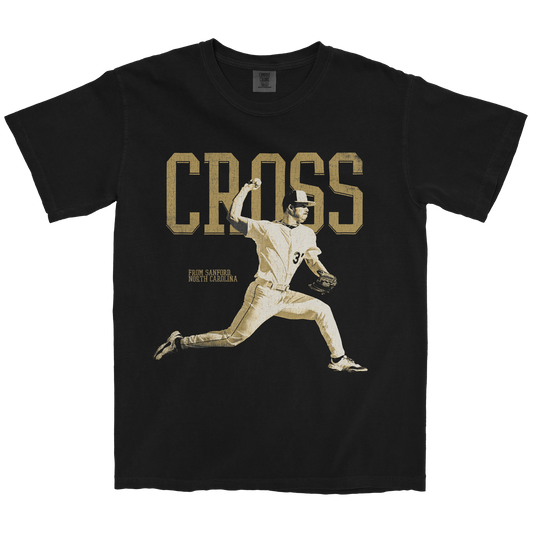 CALEB CROSS PITCHING BLACK TEE