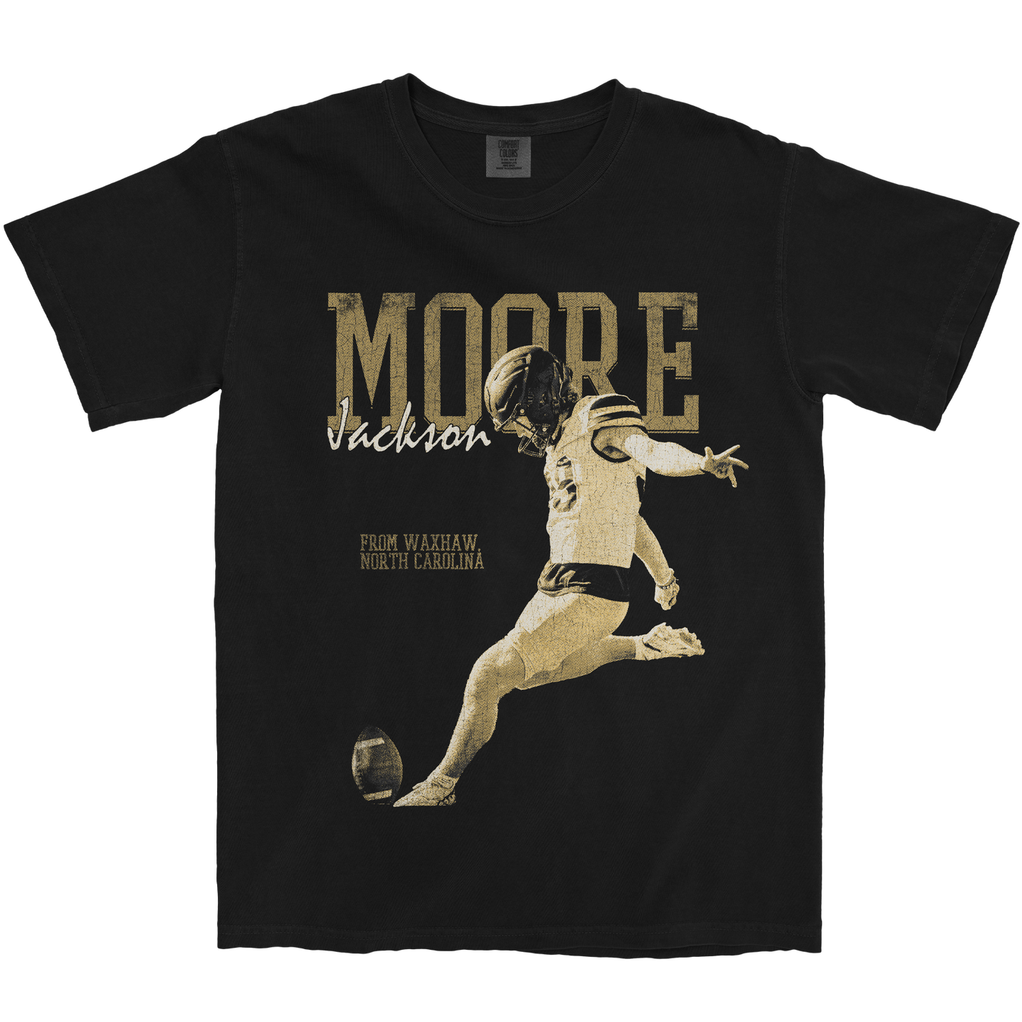 JACKSON MOORE KICKING BLACK TEE