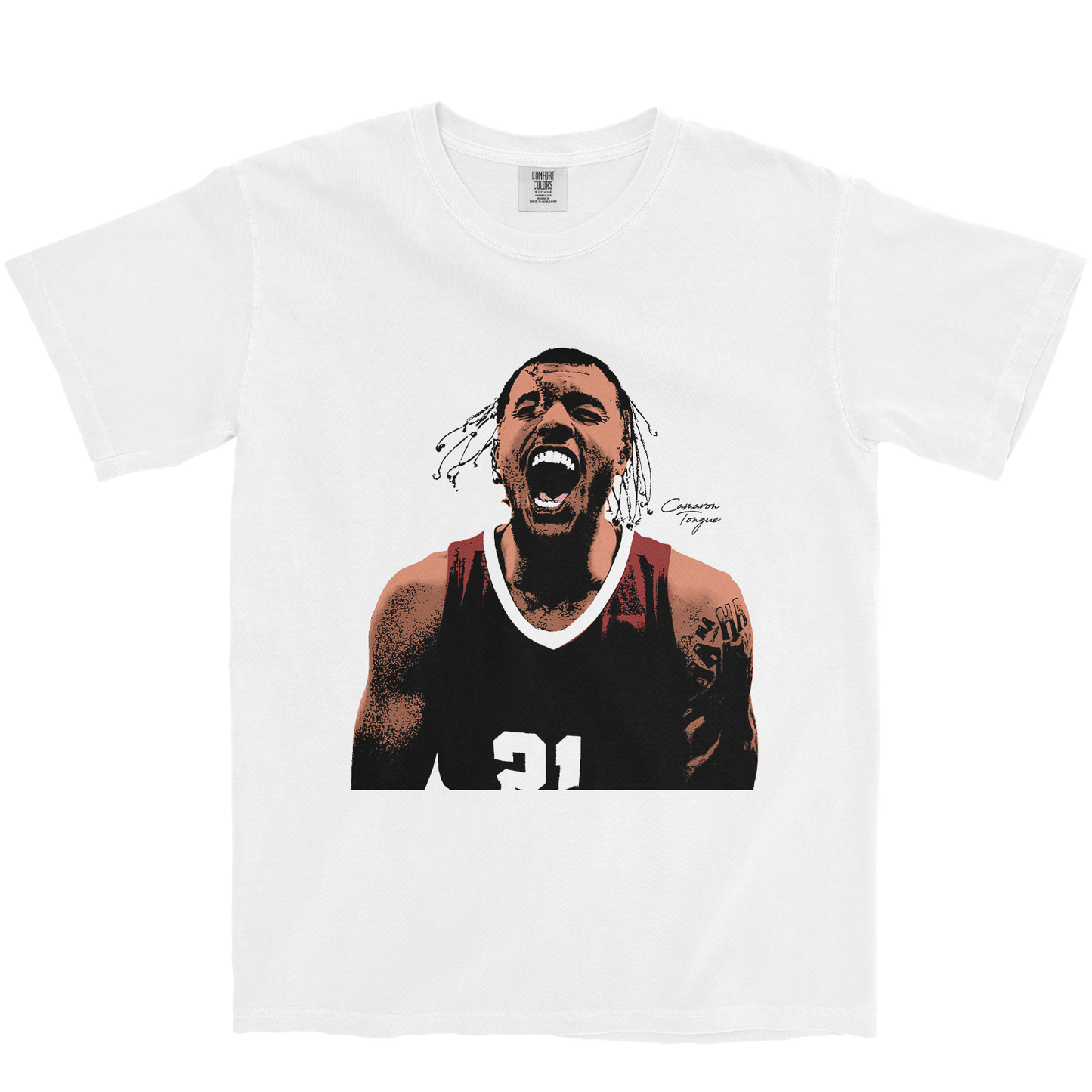 CAMARON TONGUE ILLUSTRATED WHITE TEE