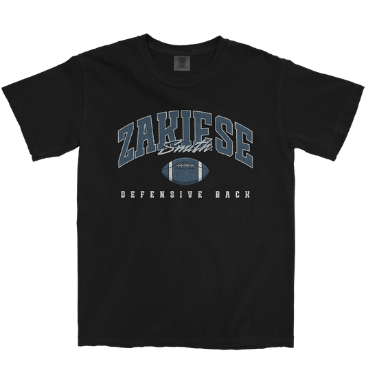 ZAKIESE SMITH FOOTBALL BLACK TEE