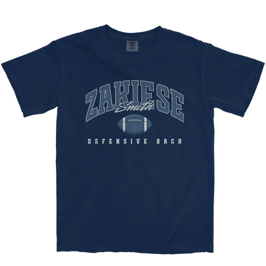 ZAKIESE SMITH FOOTBALL NAVY TEE