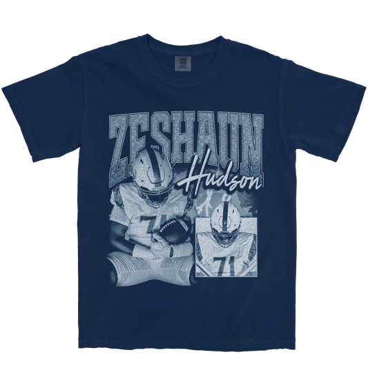 ZESHAUN HUDSON GRAPHIC NAVY TEE