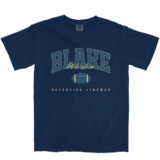 BLAKE WESLIN FOOTBALL NAVY TEE