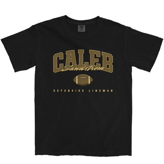 CALEB SANDSTROM FOOTBALL BLACK TEE