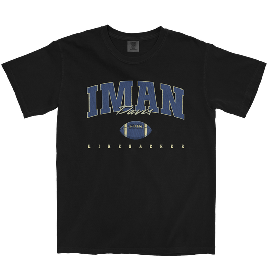 IMAN DAVIS FOOTBALL BLACK TEE