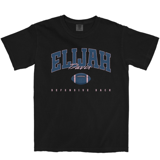 ELIJAH DAVIS FOOTBALL BLACK TEE