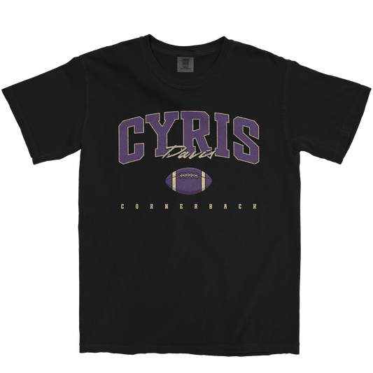 CYRIS DAVIS FOOTBALL BLACK TEE