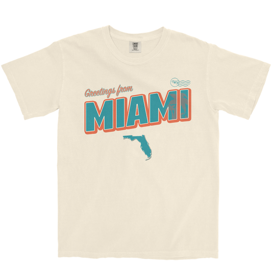 MIAMI FOOTBALL GREETING CARD IVORY T-SHIRT