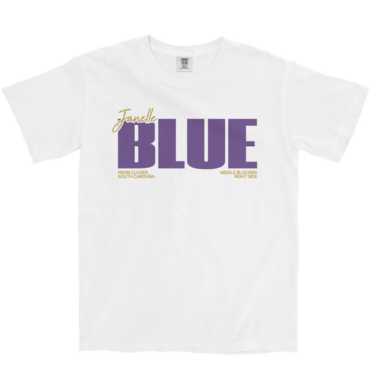 JANELLE BLUE CLASSIC WHITE TEE