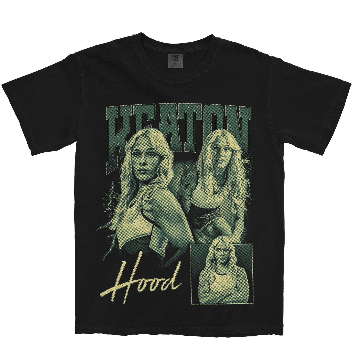 KEATON HOOD GRAPHIC BLACK TEE