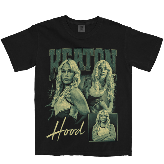 KEATON HOOD GRAPHIC BLACK TEE