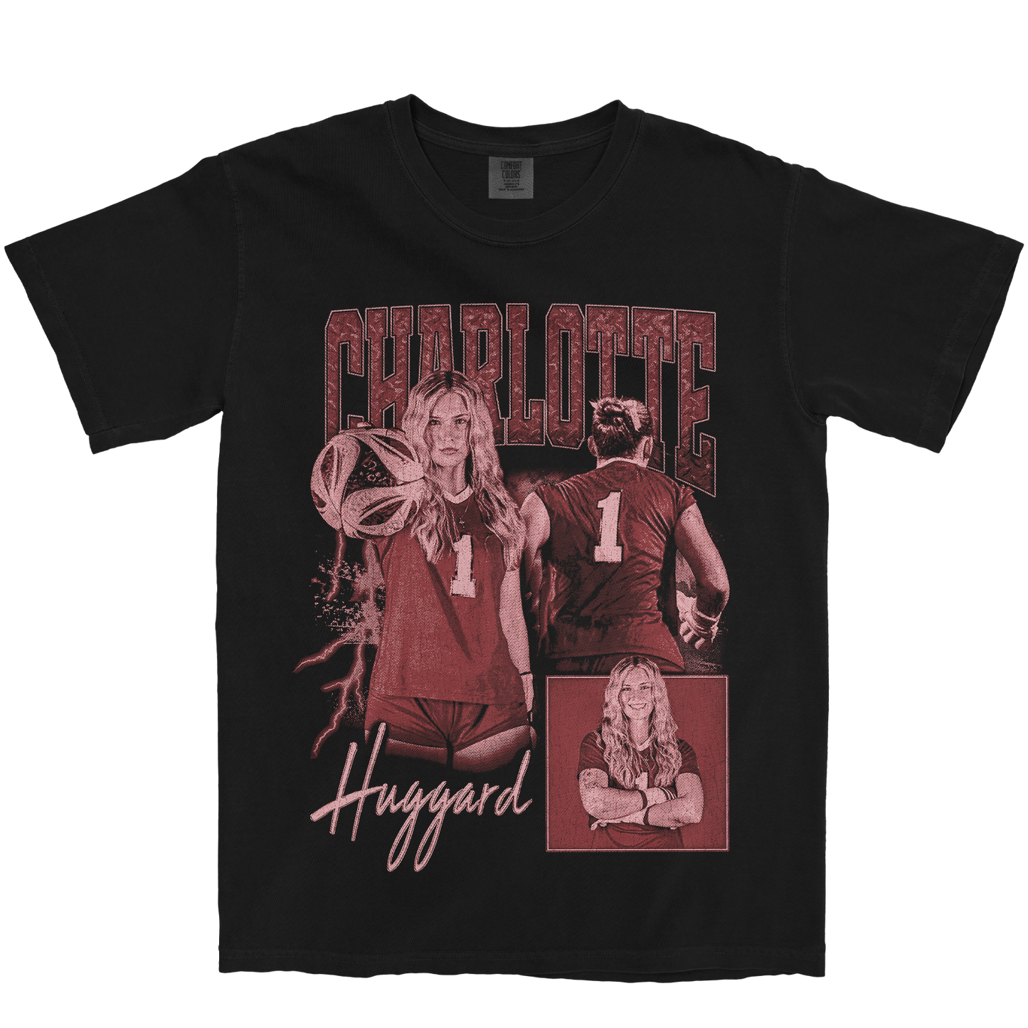 CHARLOTTE HUGGARD GRAPHIC BLACK TEE
