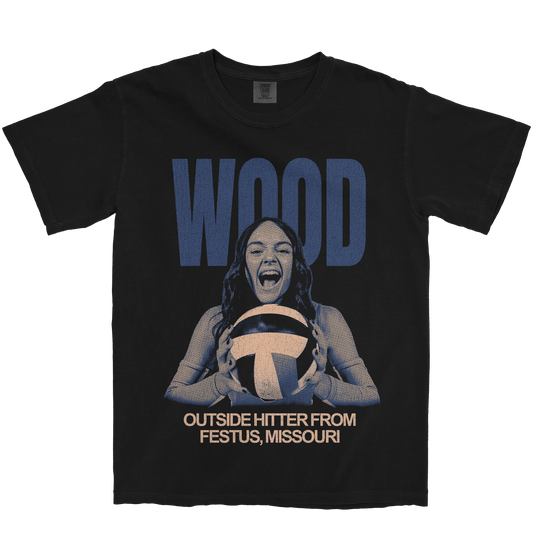 MEGAN WOOD VINTAGE BLACK TEE