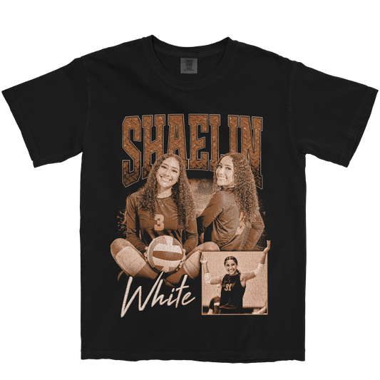 SHAELIN WHITE GRAPHIC BLACK TEE