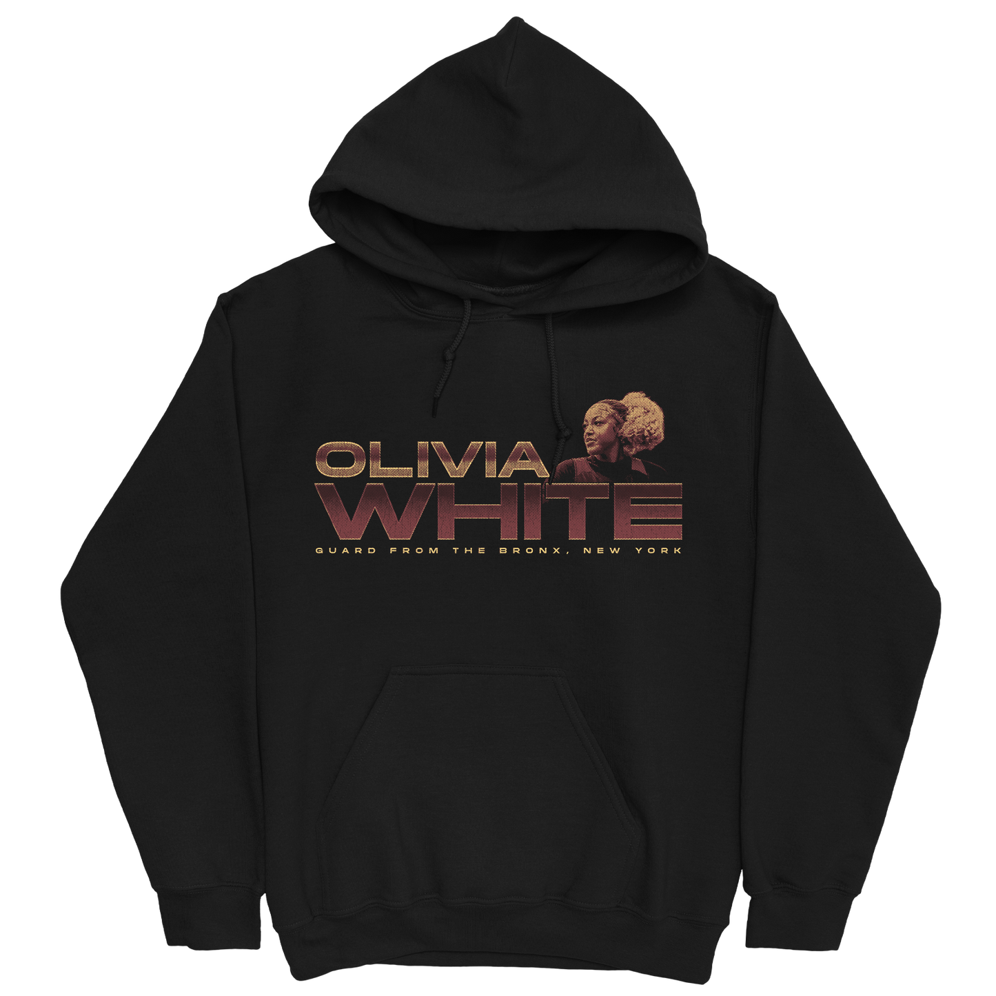 OLIVIA WHITE RETRO BLACK HOODIE