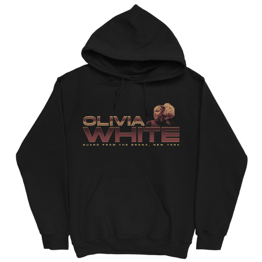 OLIVIA WHITE RETRO BLACK HOODIE