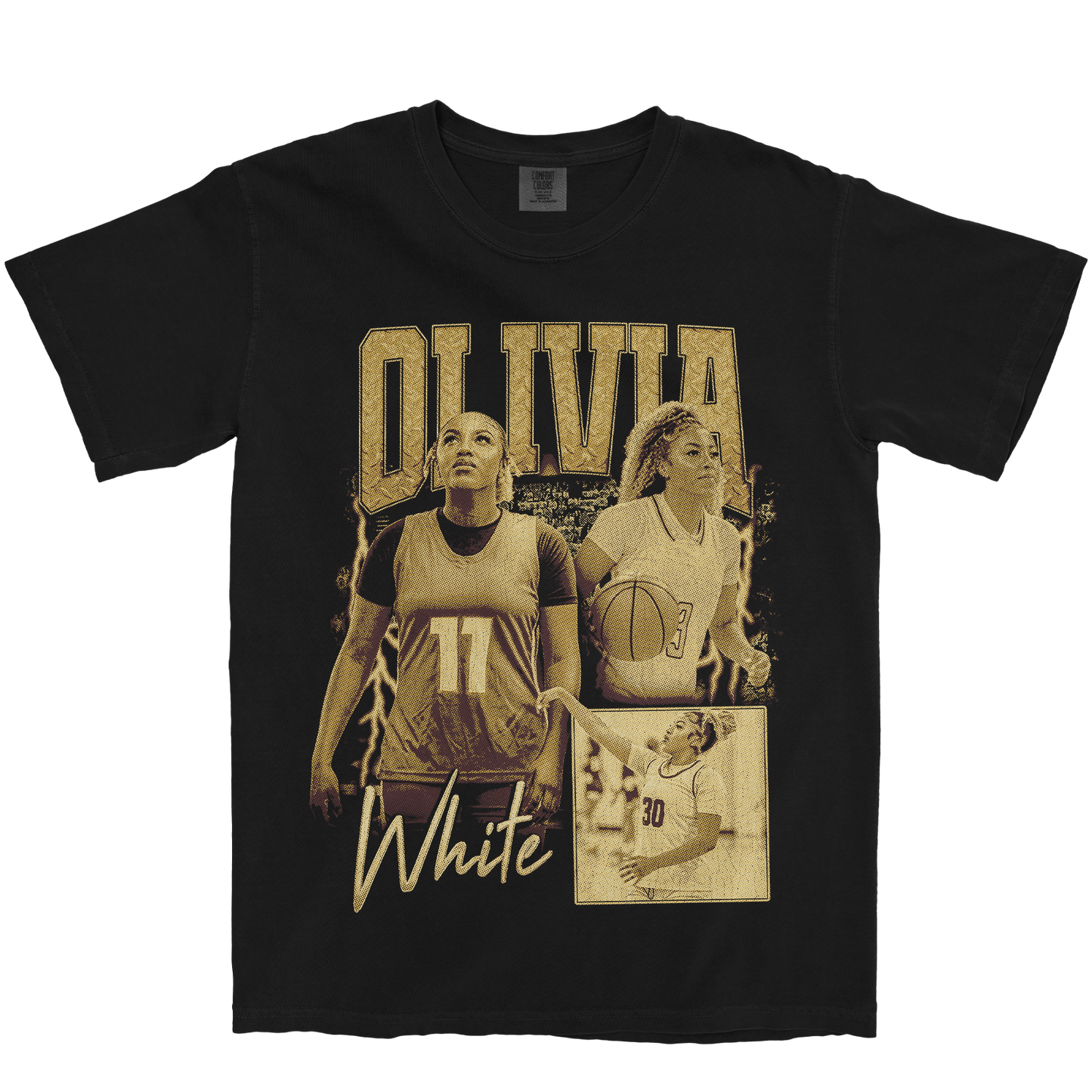OLIVIA WHITE GRAPHIC BLACK TEE