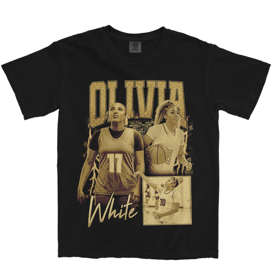 OLIVIA WHITE GRAPHIC BLACK TEE