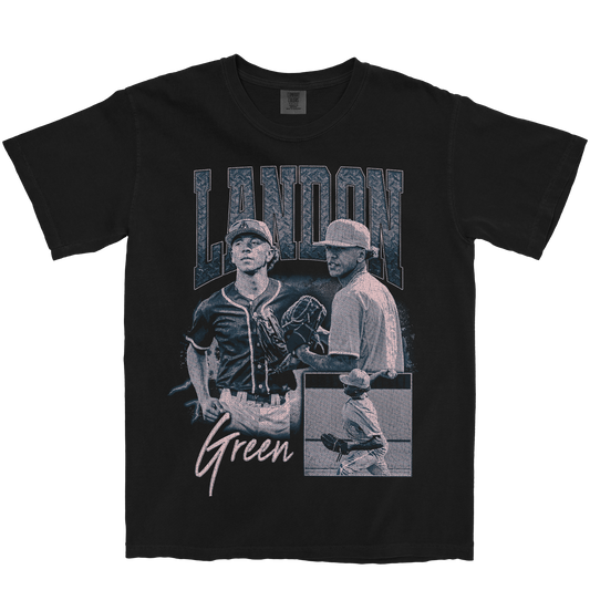 LANDON GREEN GRAPHIC BLACK TEE