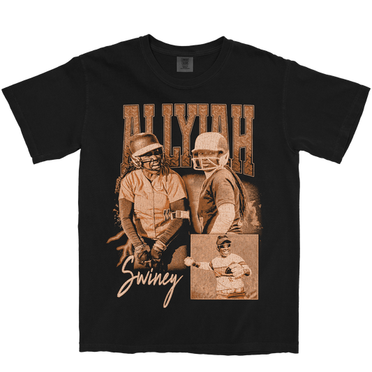 ALLYIAH SWINEY GRAPHIC BLACK TEE