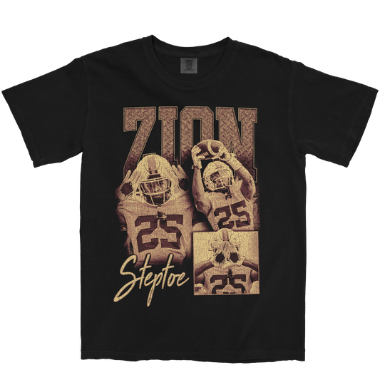 ZION STEPTOE GRAPHIC BLACK TEE