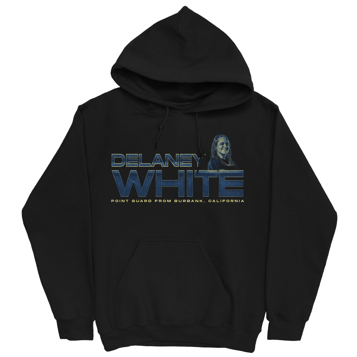 DELANEY WHITE RETRO BLACK HOODIE