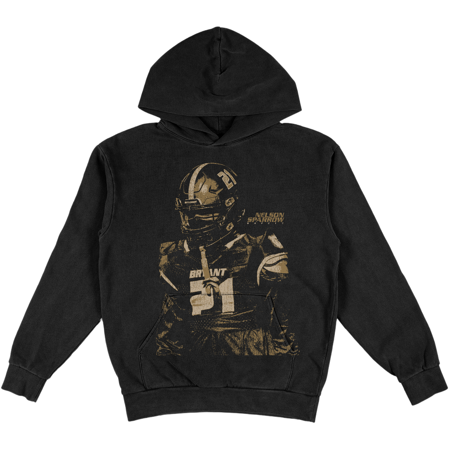 NELSON SPARROW GRUNGE HEAVYWEIGHT BLACK HOODIE