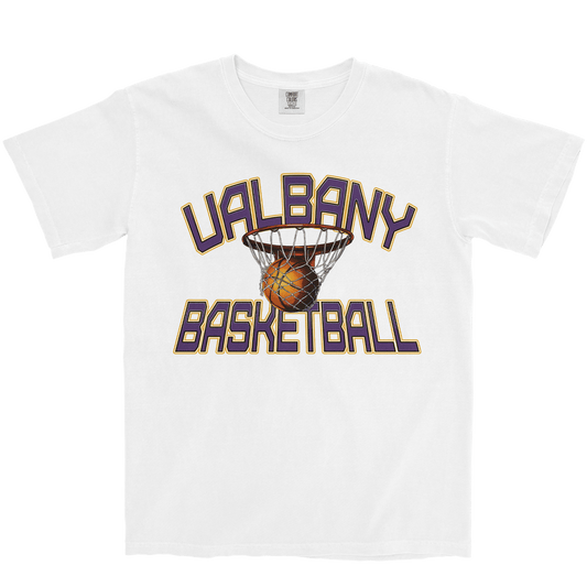 UALBANY BASKETBALL RETRO WHITE TEE