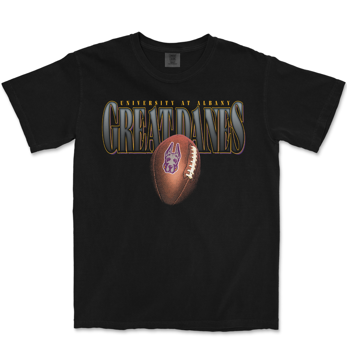 UALBANY FOOTBALL RETRO BLACK T-SHIRT